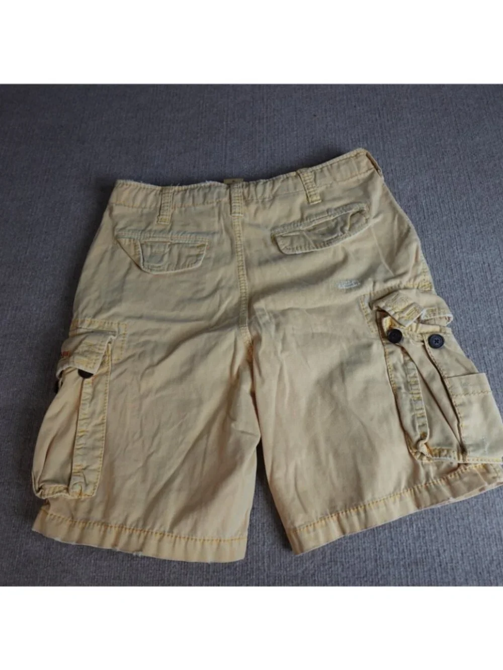 True Religion Shorts 34 Yellow Cargo Heavyweight Distressed